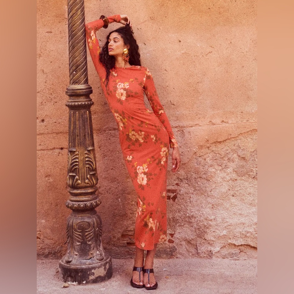 Reformation Tommie Knit Dress in Coral Bloom size XS